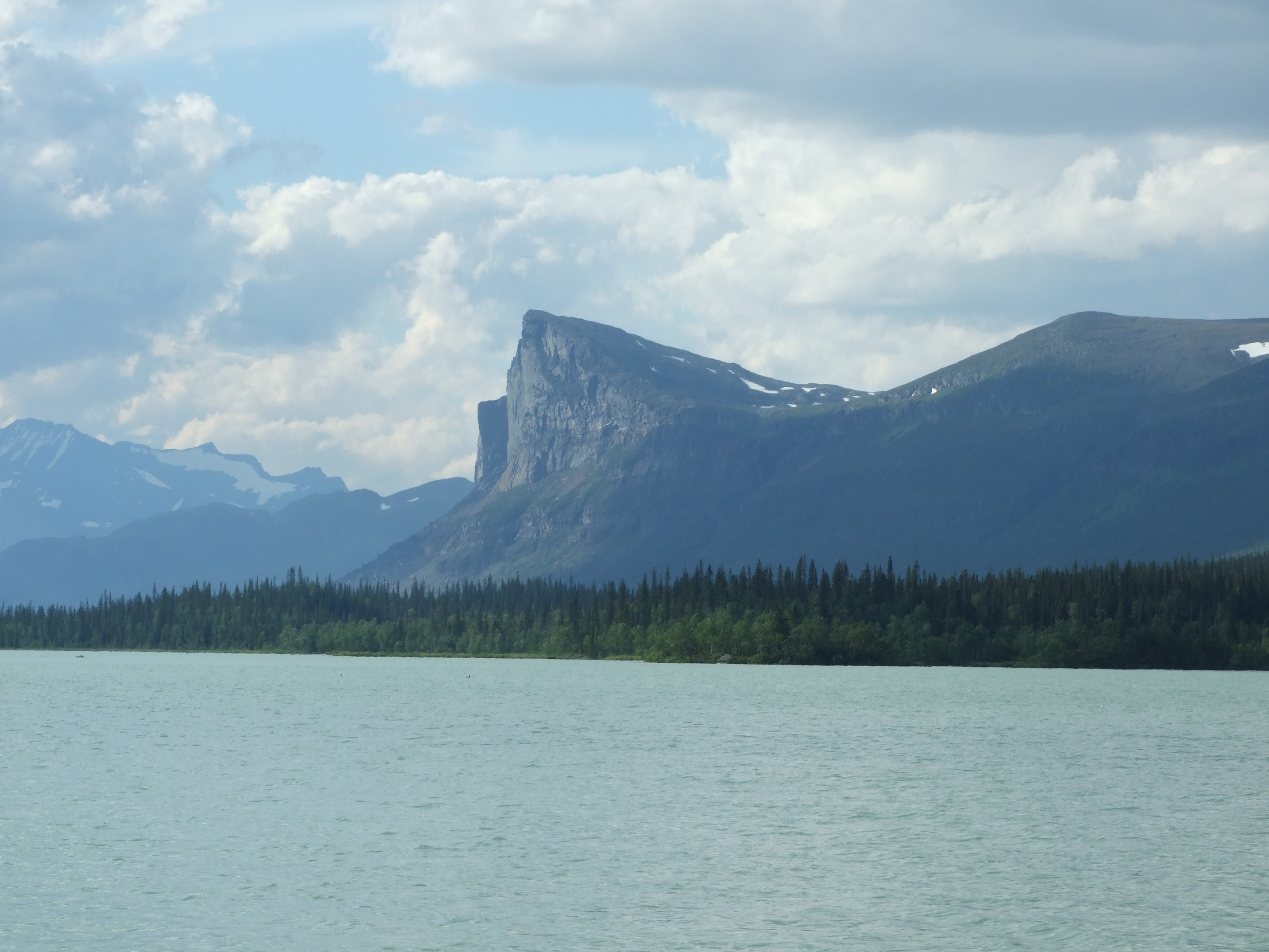 Laidaure delta, Lake Laitaure with the characteristic Skierffe peak. 