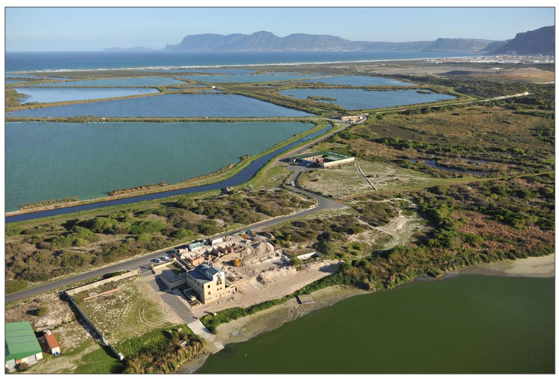 Strandfontein Birding Area (looking southwards from Zeekoevlei towards Cape Point).  The construction of the new FBNR headquarters node (now completed)  is visible in the foreground of the photo.