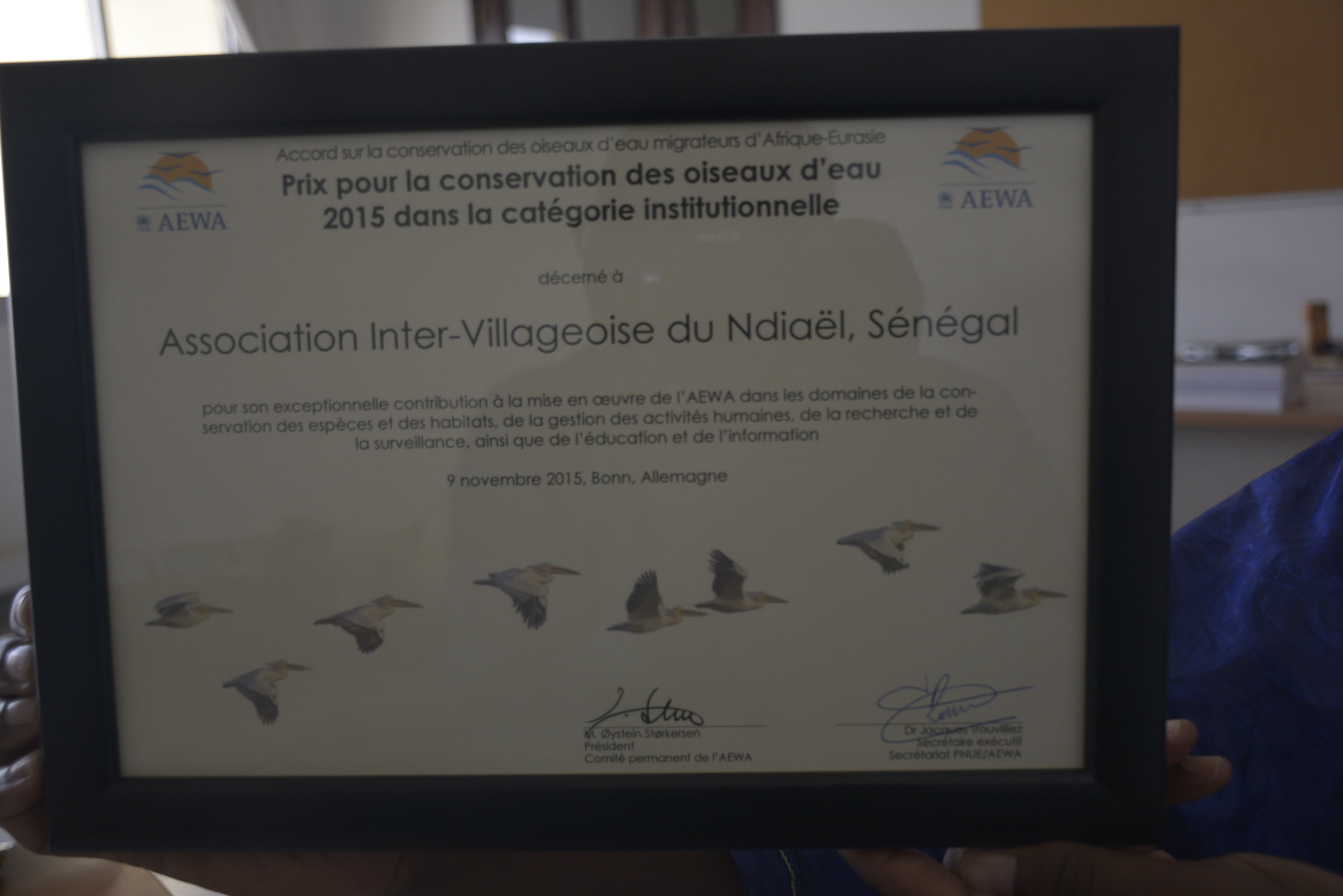  Prix AEWA 2015 décerné à l'Association Inter-villageoise du Ndiaël(AIV)